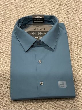 Alfani Men's Slim Dress Shirt - Blue/Dark Teal